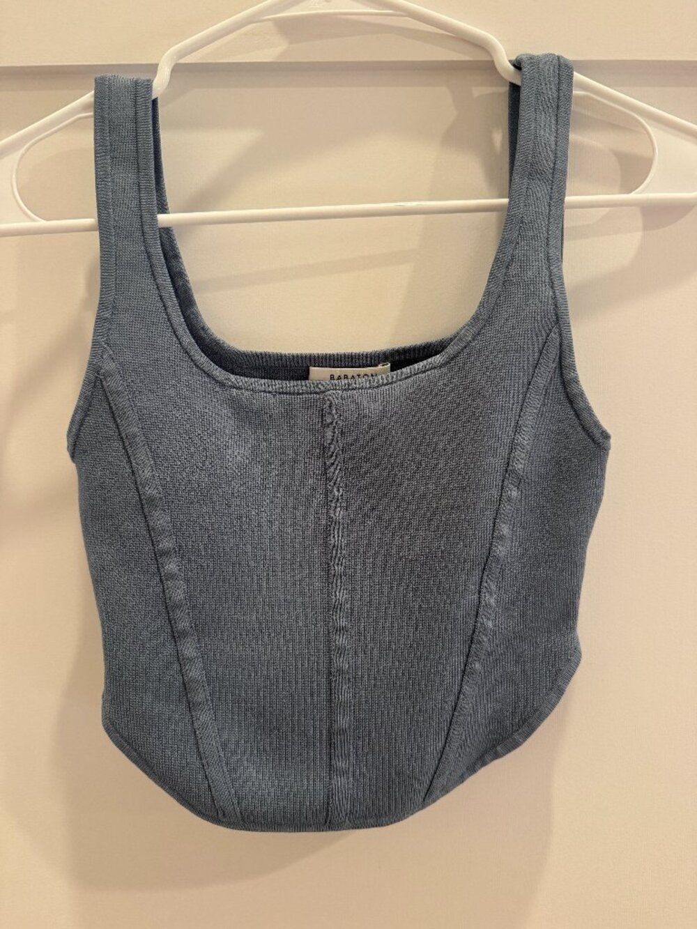 Babaton Aritzia Blue Ribbed Corset Tank Top Size Small